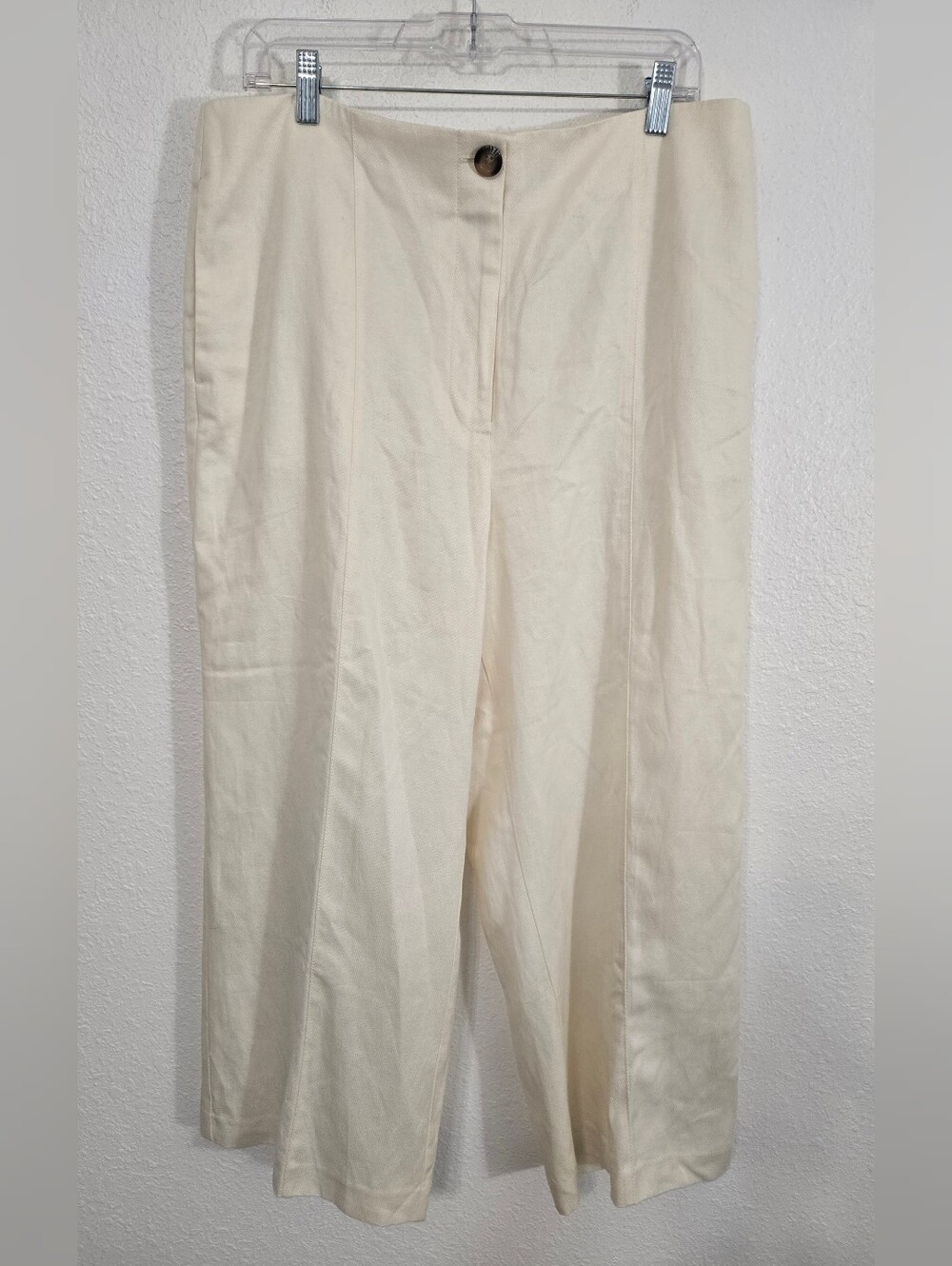 *NWT* Ann Taylor Linen Blend Lined Wide Leg Pale Yellow/Cream Pants, size 14